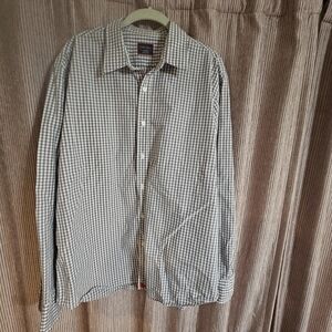 Untuckit Shirt Mens XL White Grey Plaid Button Up Slim Fit Long Sleeve Casual